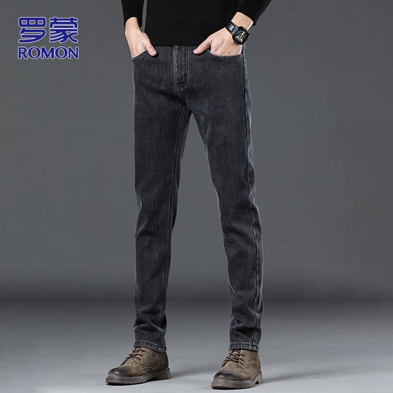 ROMON Men's Straight Slim-fit Casual Jeans
