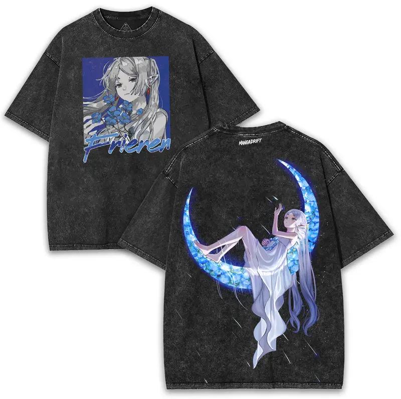 

Anime Frieren Beyond Journeys End Graphic Tee Unisex Women Clothing Washed Cotton Tshirt Vintage Casual Tshirt Harajuku T Shirt 2XL