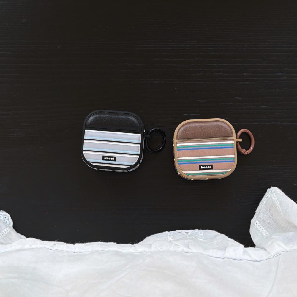 ins leather contrasting stripe letters for airpods4 earphone cover pro3 new airpodspro2 protective cover 3rd generation apple wireless bluetooth