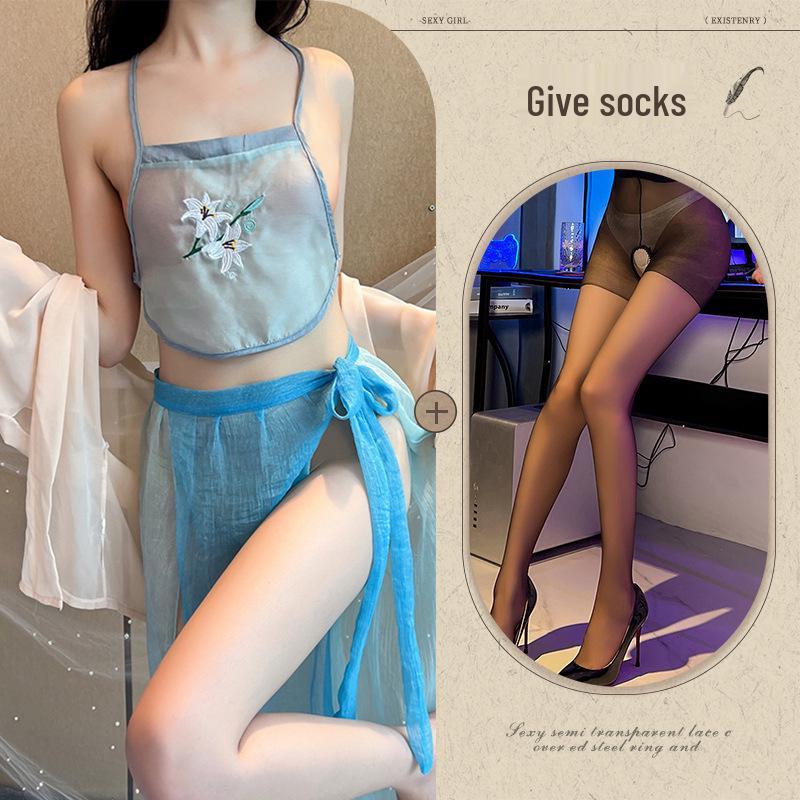 Σέξι Κεντημένο Σετ Εσωρούχων & Πειρασμού σε Στυλ Hanfu