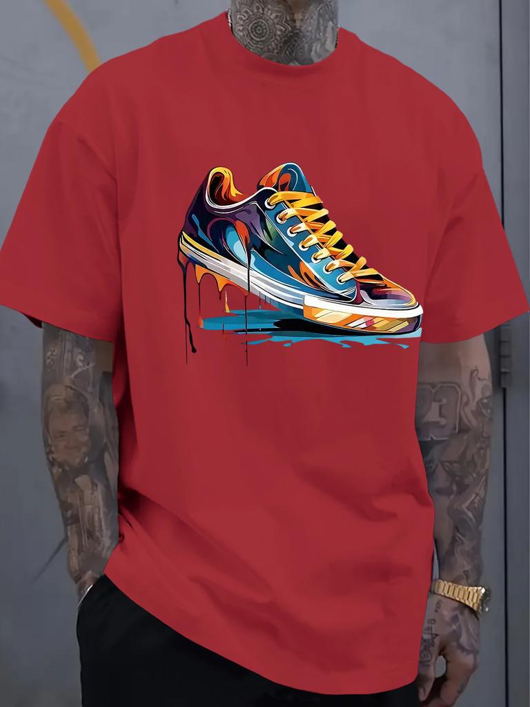 Unisexs Oversized Dripping Sneaker Graphic Tshirt Colorful Shoe Art Short Sleeve Tee Casual Streetwear Tops