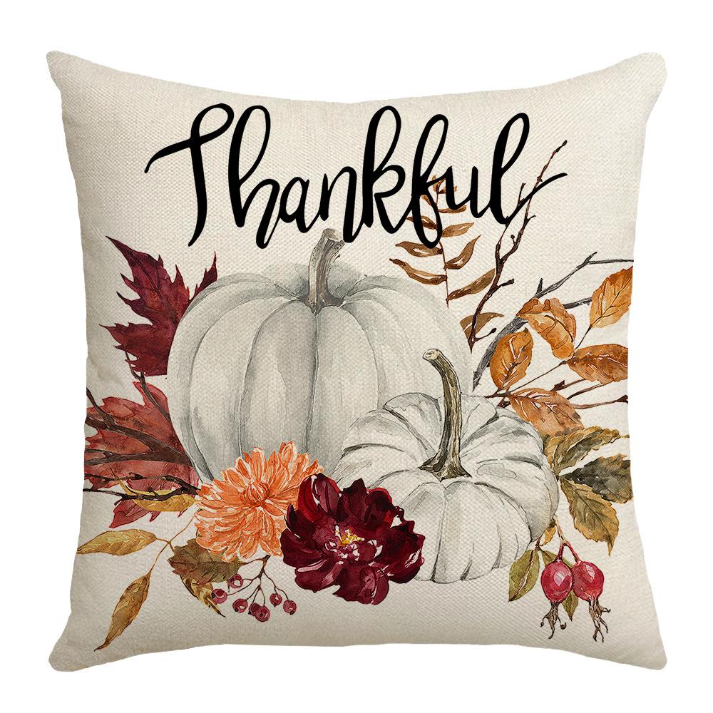 New Autumn Thanksgiving Throw Pillow Cover Pumpkin Garland Home Decor Supplies Linen Throw Pillow Cover