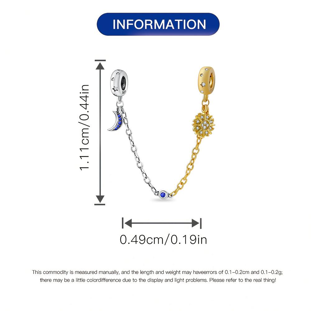 Pendant Charm Bead Copper Sun Moon Security Chain Fit Original Bracelet For Jewelry Making Valentine'S Day Gift