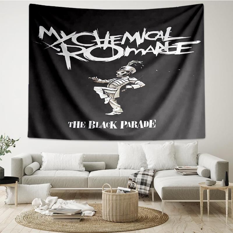 My-Chemical-Romance Print Tapestry, Backdrop, Easy Setup, Ideal for Bedroom, Office & Living Room, with Aesthetic Wall Hanging Decor.