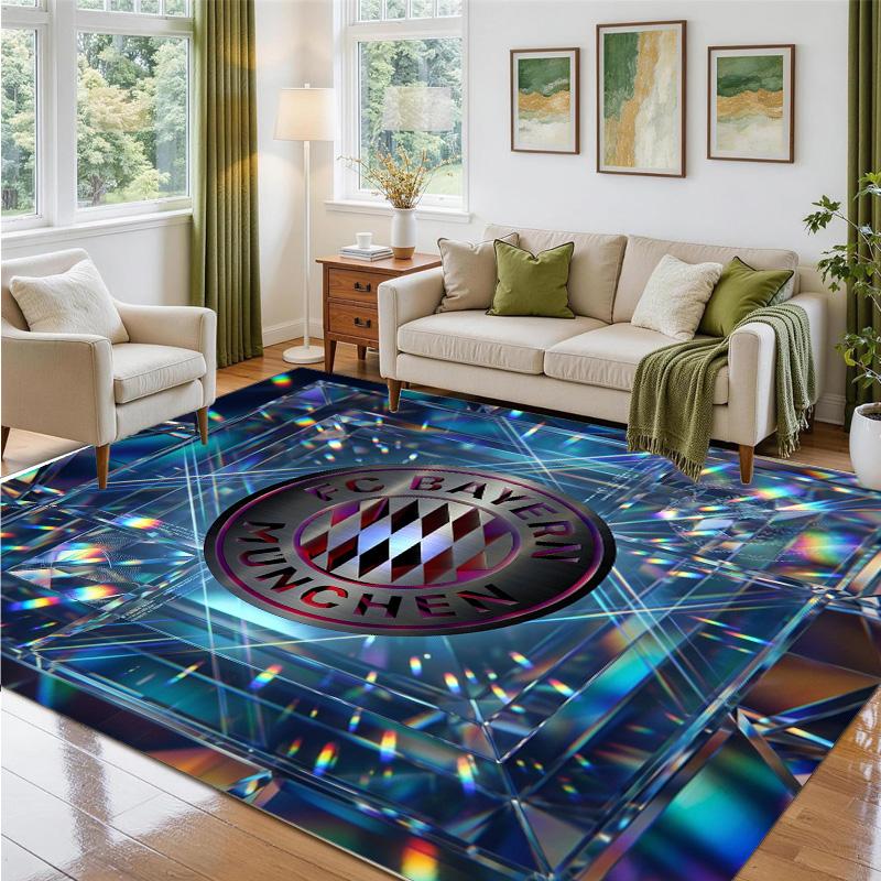 Bayern Munich Design Crystal Velvet Rug Soft Decorative Mat for Bedroom Entrance