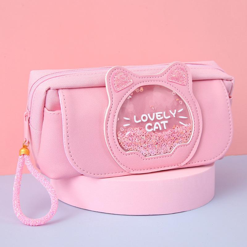 

Каваи Канцелярская Сумка Мультяшные Животные Сумка для Ручек Студенческий Пенал с Зыбучим Песком Милый Пенал Трехслойный Большой Пенал для Девочек розовый