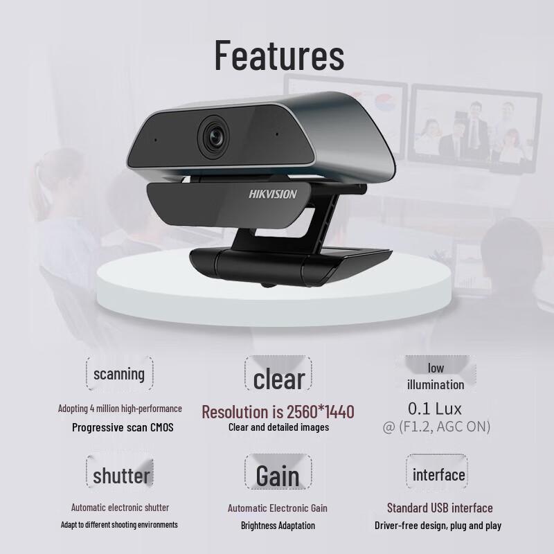 Hikvision 4MP 2K HD USB Conference Camera with Microphone CN plug (adapter included)