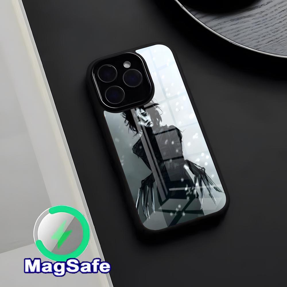 Retro Edward Scissorhands Phone Case Magnetic Glass Case For IPhone 17 Pro Max 16 15 14 13 11 Pro Max Plus Phone Case