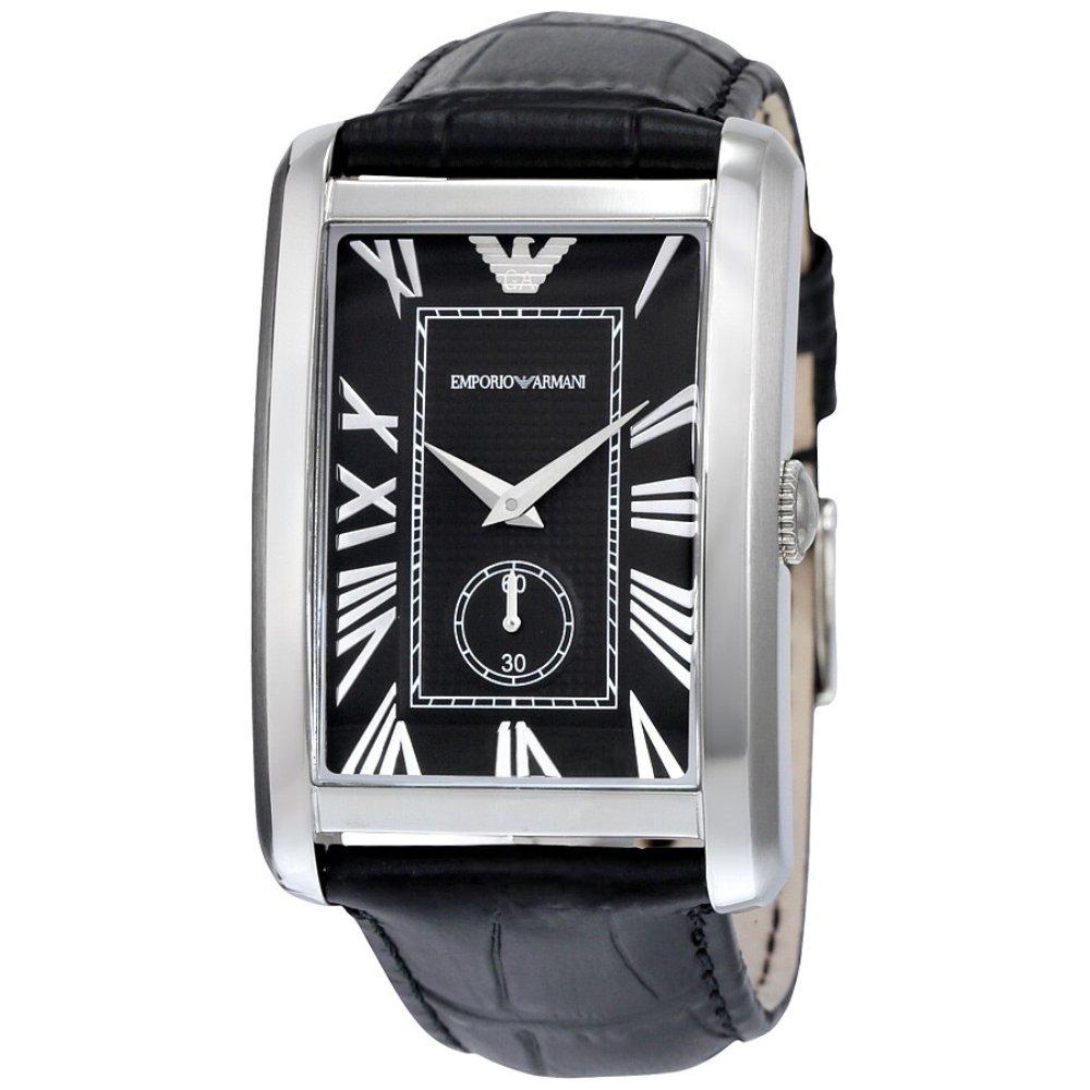 Emporio Armani Men's Black Ar1604 Rectangular Dial Watch