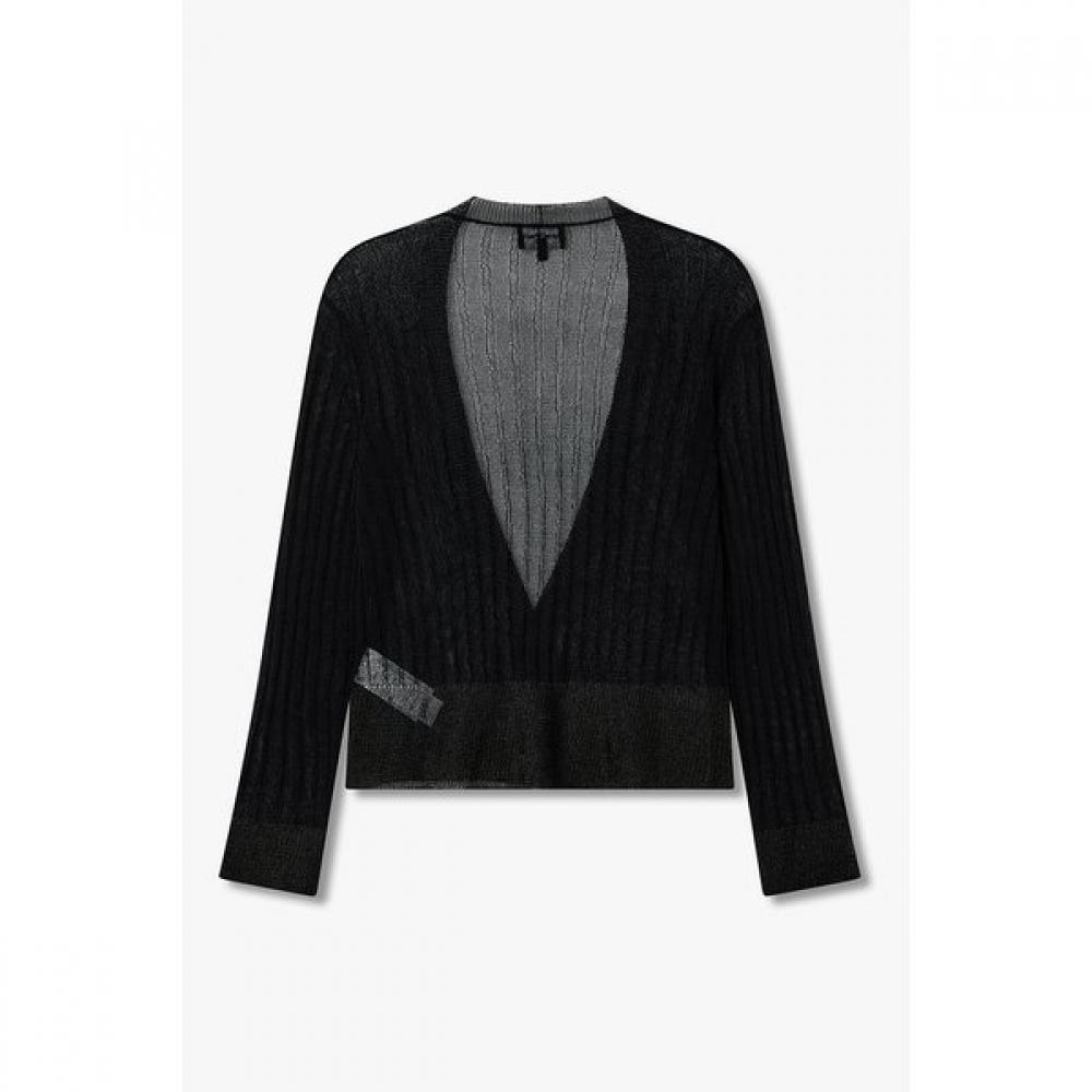 Emporio Armani Women Ribbed Mesh Knit Cardigan A526128516