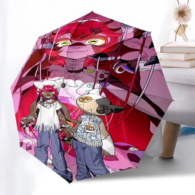 1pc Outdoor Umbrella with Monster Hunter Print - Automatic Opening/Closing, Portable 3-Fold Design, 8-Bone Iron Frame - Perfect Gift for Fans, Tr