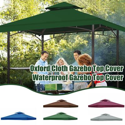 300x300CM Grill Gazebo Replacement Canopy Roof Waterproof Oxford Cloth Double Tiered BBQ