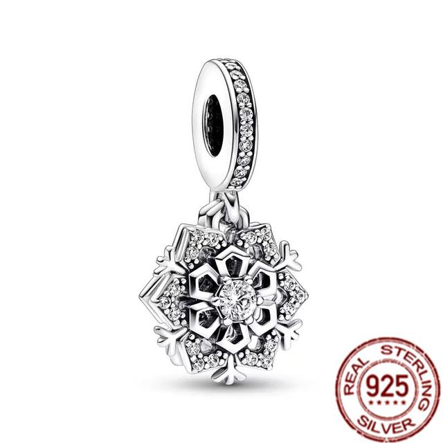 

Сверкающие снежинки, двойные висячие бусины, подходят для оригинального модного браслета из стерлингового серебра 925 пробы, ожерелье, сделай сам, изысканные женские ювелирные изделия