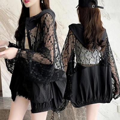 Kurtka przeciwsłoneczna Lace Hollow Large Size Design Sense Summer Jacket damska z filtrem przeciwsłonecznym