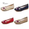 Vintage bestickte Damen-Flats, Blumen-Slipper, runde Zehenschuhe, Slipper, Ballerinas