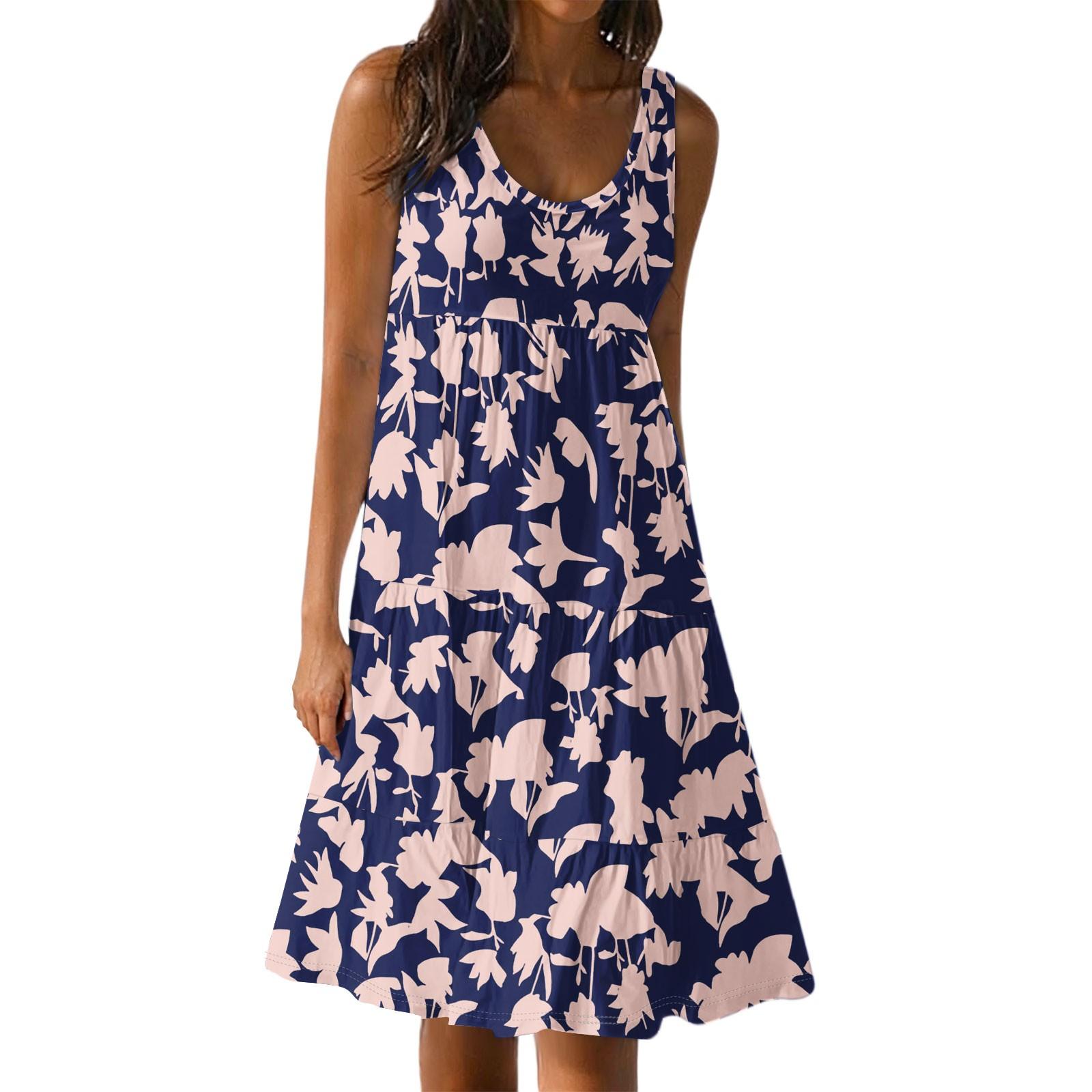 

Women Casual Sleeveless Summer Dresses Spring Patchwork Boho Floral Cocktail Party Dress XXL світло-рожевий колір