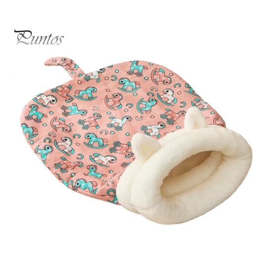 Winter Cat Sleeping Bag Cozy Semi-Enclosed Pet Sack for Indoor Cats 360-degree Wrap Self-warm Plush Cat Bed for Small Pets