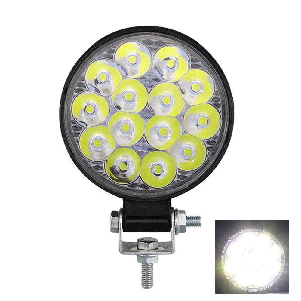 Mini Round 14-LED Spot Work Light Lamp 42W 12V/24V For Truck Off-Road Auxiliary Driving Fog Lamp Waterproof Engineering Light