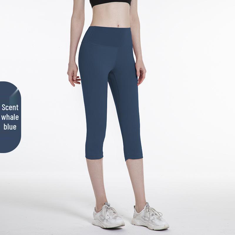 Women's High Waist Elastic Yoga Pants - Breathable, Sweat-Absorbent, 7/8 Length for Spring/Summer