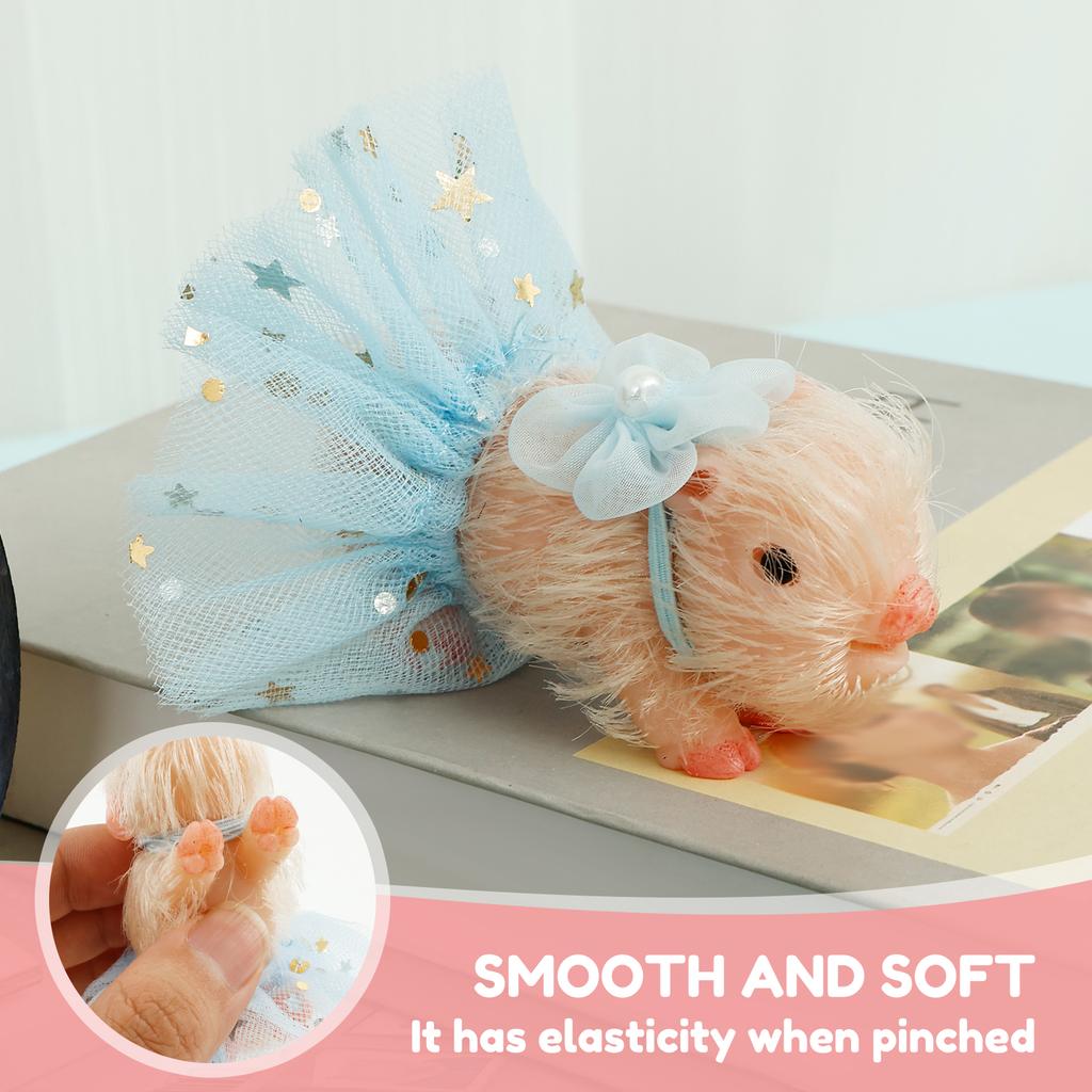 Mini Silicone Pig Doll Toy with Nursing Bottle and Clothing Accessories Realistic Piggy Doll Desktop Ornaments Kids Holiday Gift