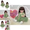 Npk 55cm Lebensechte Reborn-Puppe Betty Mit Braunen Haaren Und Cowboy-Overalls