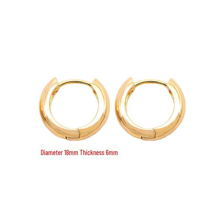 Orecchini a cerchio rotondi lisci placcati in oro 14k - Gioielli di moda eleganti e leggeri di lusso per le donne