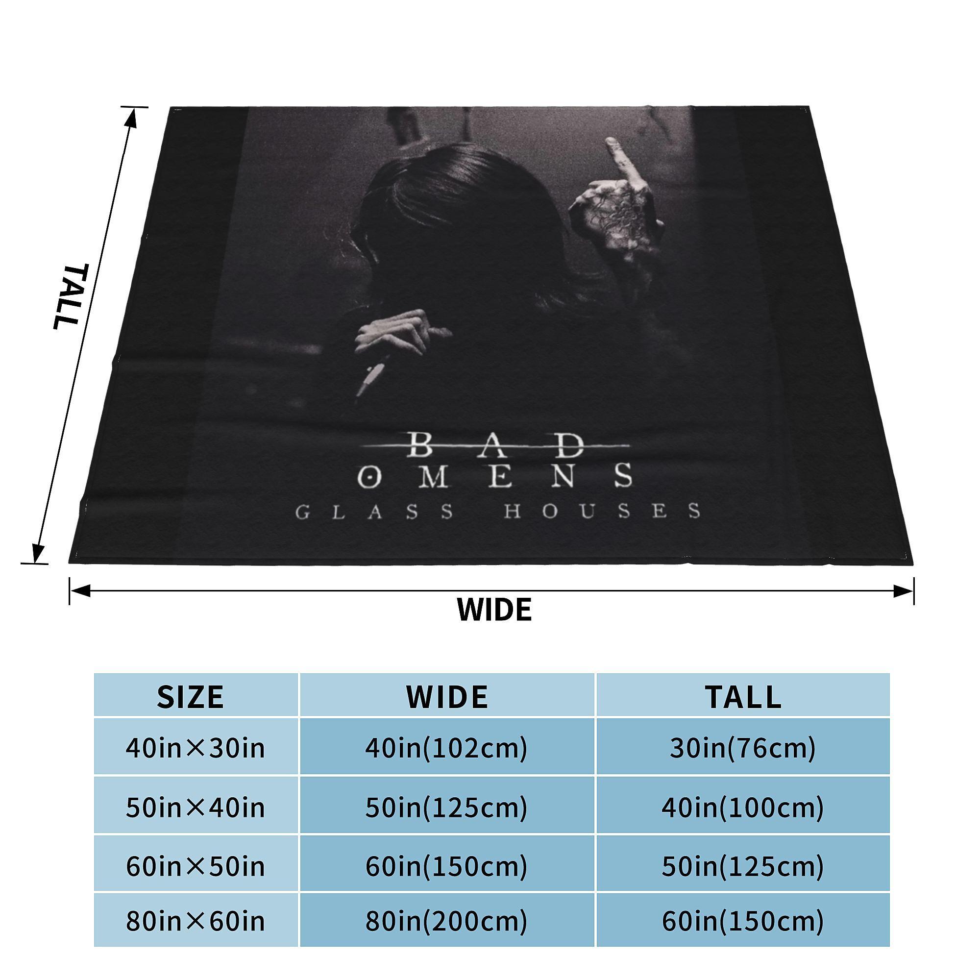Bad Omens Glass Houses  Flannel Blanket Rock Band Funny Throw Blanket for Bed Sofa Couch 150*125cm Quilt 130x150cm