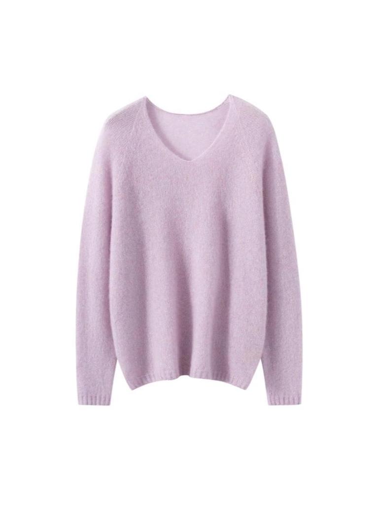 Classic Cashmere & Mulberry Silk V-Neck Women's Pullover Knitwear