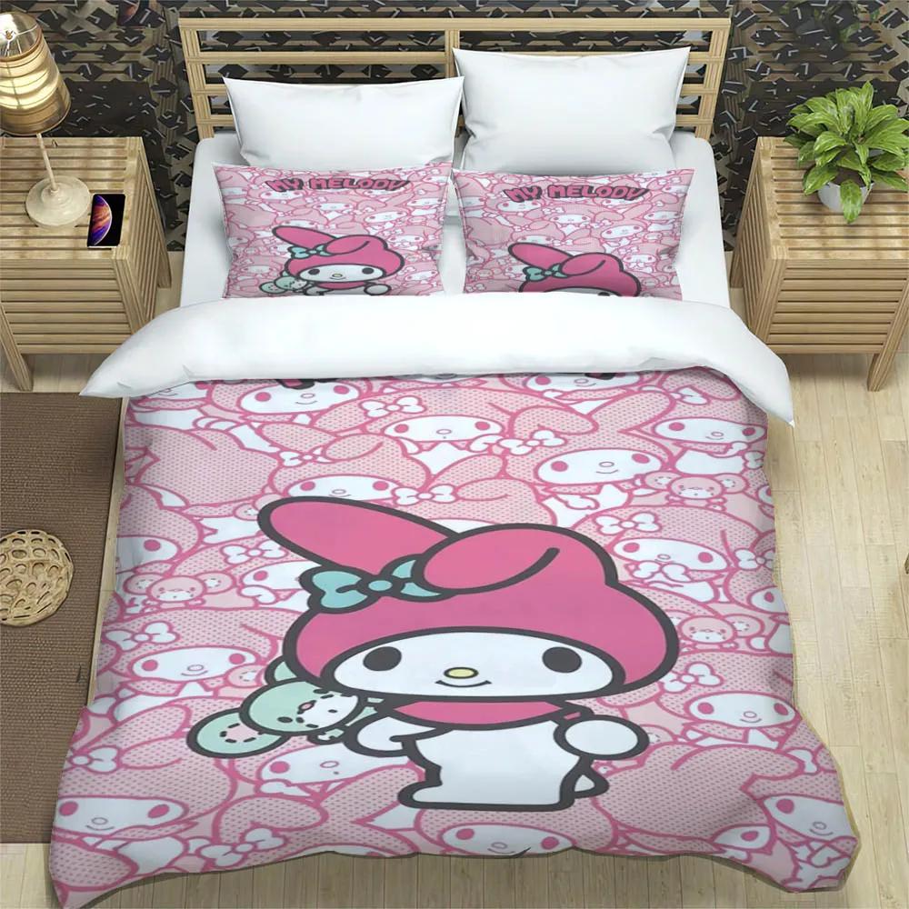 Cute My Melody Bedding Sets Exquisite Bed Pillowcase Children Duvet Cover Bed Comforter Set Bedding Set Luxury Birthday Gift