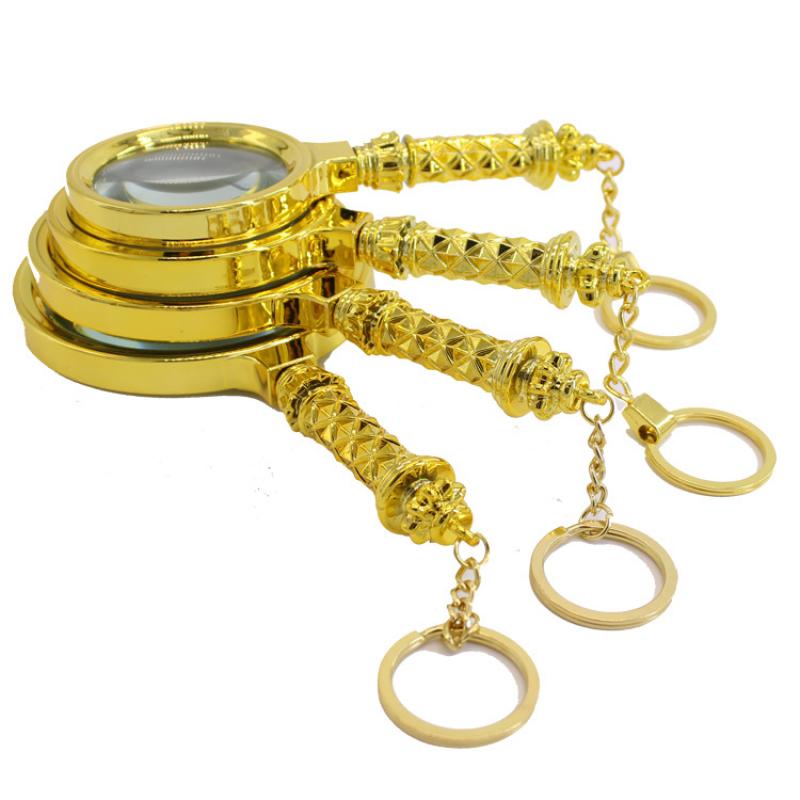 10X Magnifier Glass Lens Handheld Flower Handle with Keychain Magnifying Glass for for Antique Jewelry Newspaper Book Reading