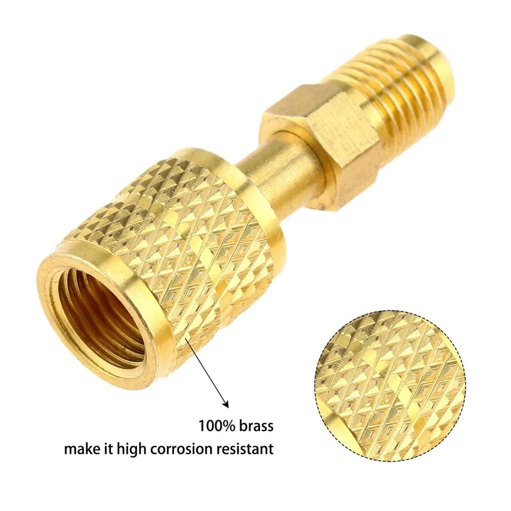 100% Brass Corrosion Resistant R410A Adapter for Air Conditioning HVAC, 5/16" SAE Male To 1/4" SAE Male Flare