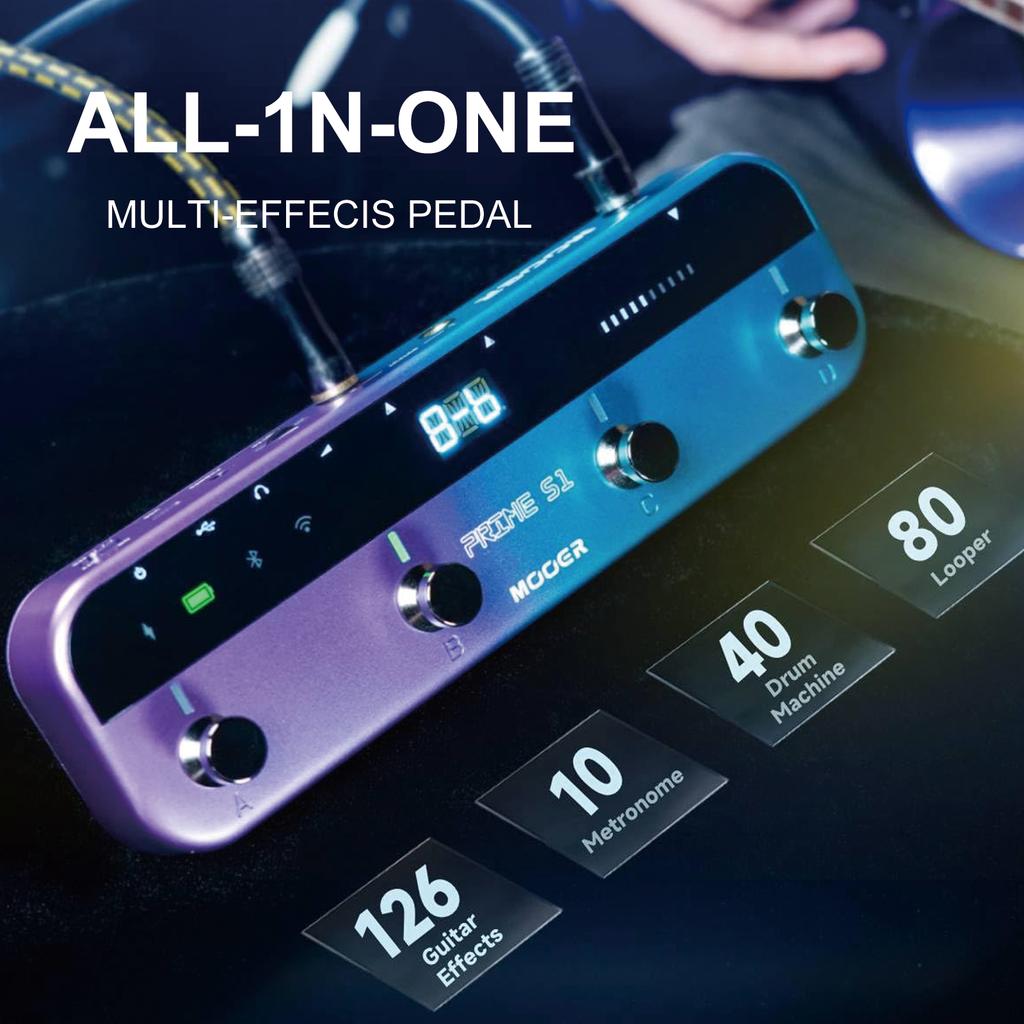 MOOER S1 Guitar Multi-Effects Pedal - 126 Effects, Tuner, Metronome, Drum Machine, Wireless Footswitch, Looper, USB Recording