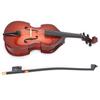Mininature Musical Instrument Wooden Bass Guitar Model Dollhouse Decoration with Case and Bow