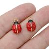 10Pcs Gold Plated Red Enamel Ladybug Charm Pendant For Jewelry Making Bracelet Necklace Diy Accessories Craft Findings 16X10Mm