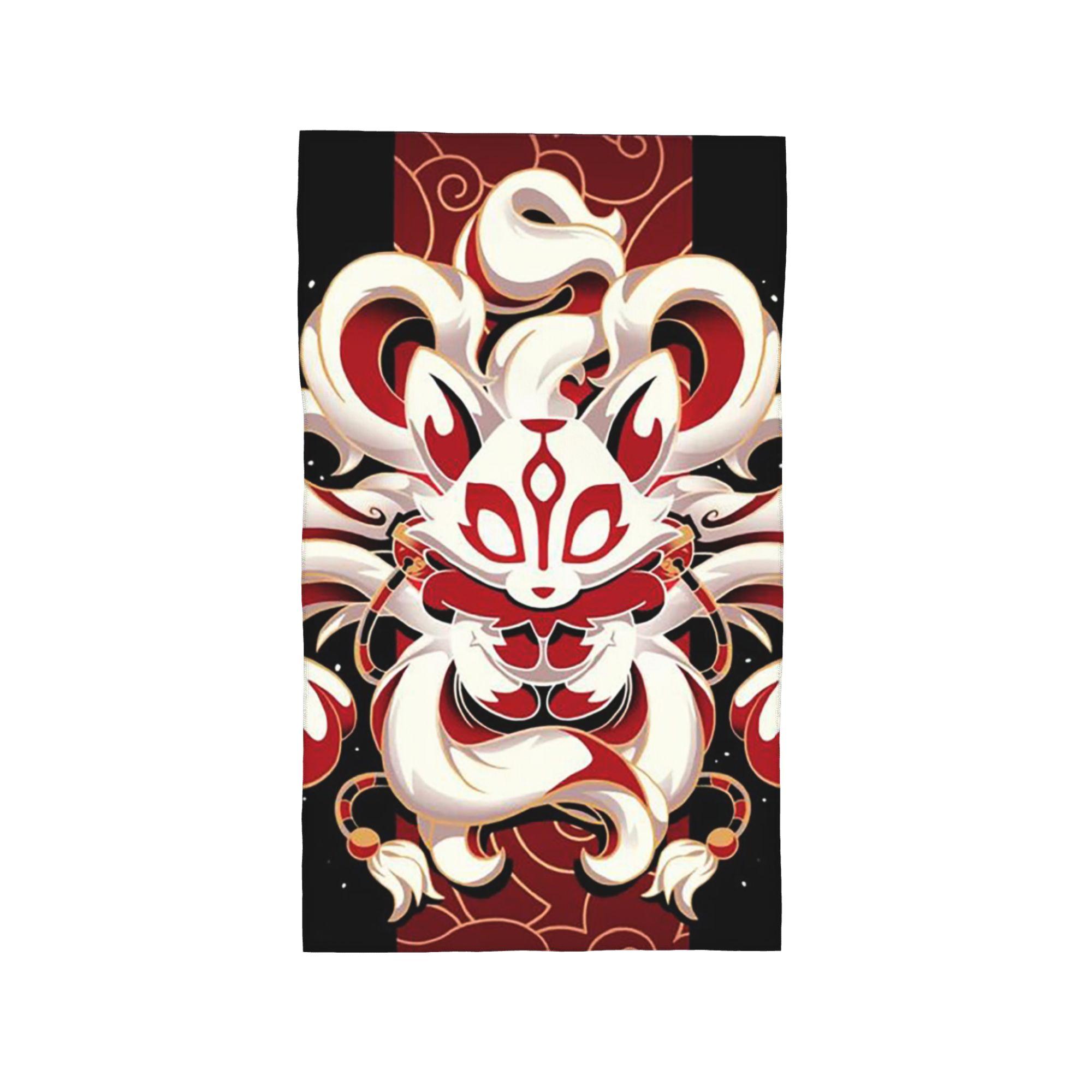 

Fox Spirit Kitsune Japanese Kabuki Soft Face Towel Quick Dry Pool Bath Cotton Towels Absorbent W30*H60(CM)