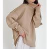 Women's European & American High Neck Wool Sweater - Autumn/Winter Soft Thick Loose Pullover Knitwear, Solid Color.