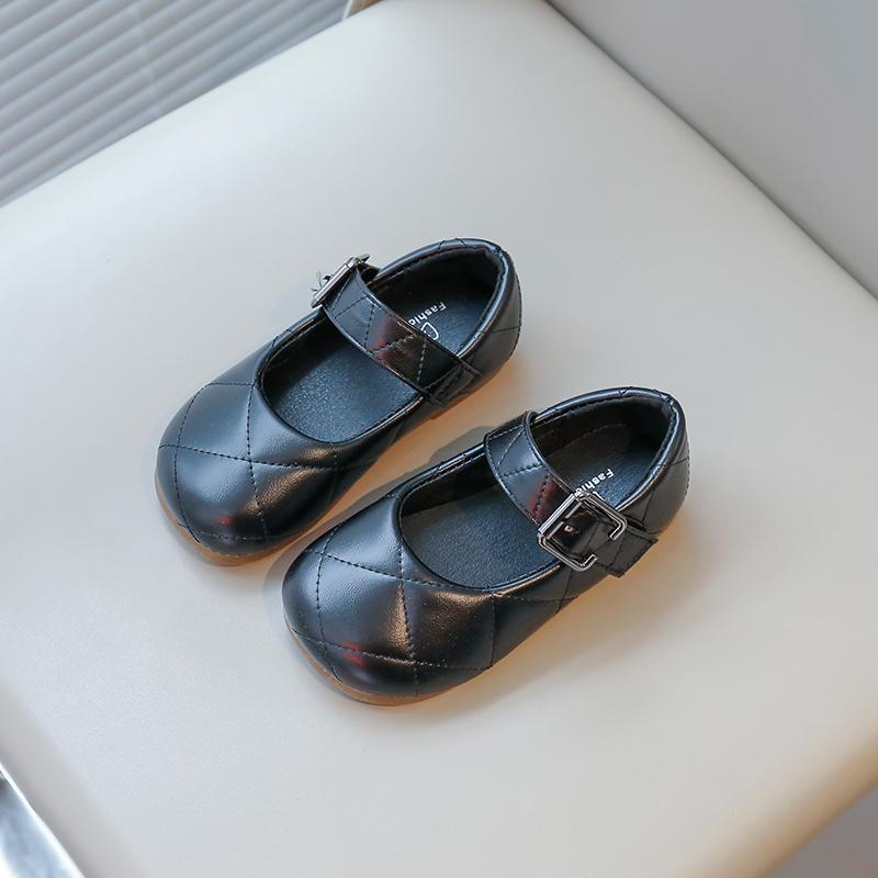 Girls Leather Shoes Round Toes Soild Color Kids Flat Shoes Non-slip Soft Sole 2025 New Children Princess Shoes Hook&loop Comfort