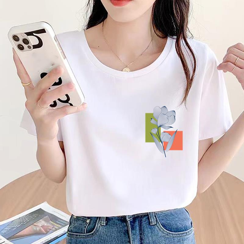 Geometric Trend Women's Short Sleeve Round Neck Fashion T-shirt