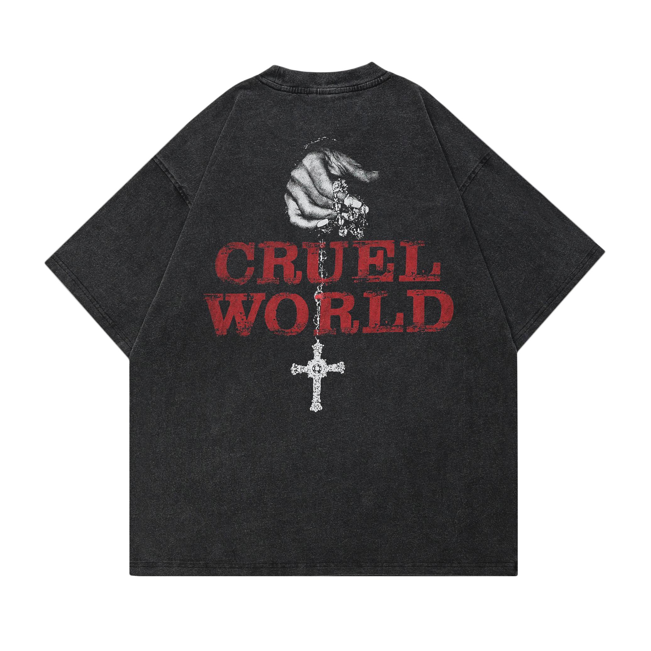

Футболка унисекс с буквенным принтом Streetwear Both Sides Cruel World 2024 L чёрный