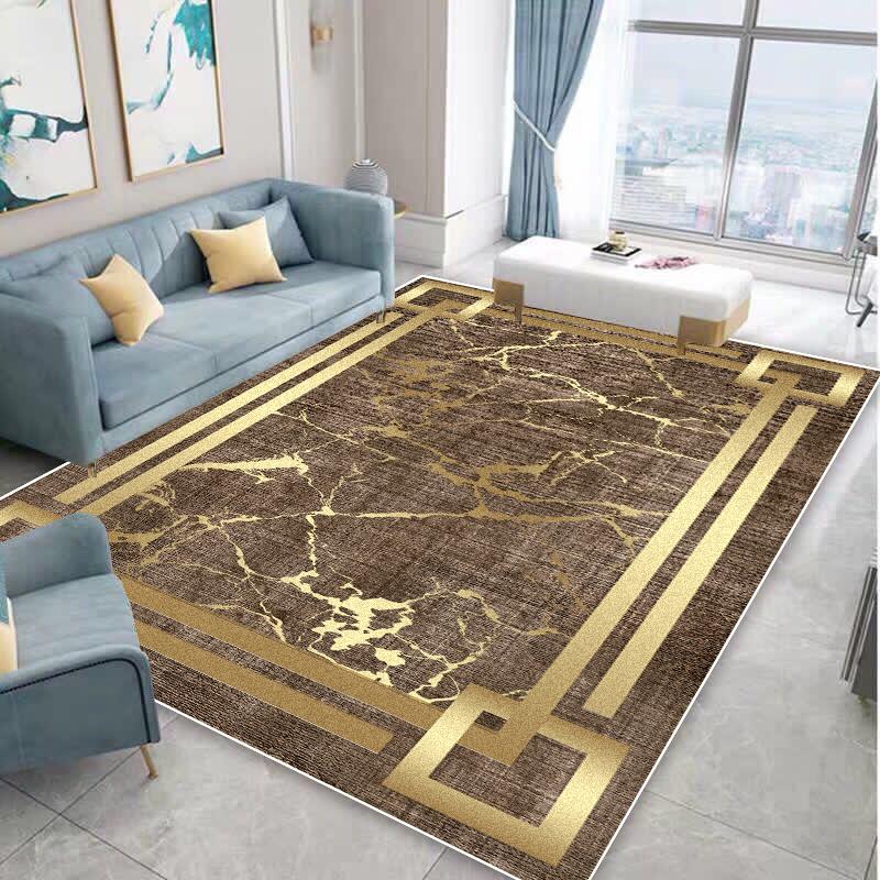 Golden Luxury Style Carpets for Living Room Decoration Home Sofa Area Rugs for Bedroom Cloakroom Anti-slip Floor Mats Washable