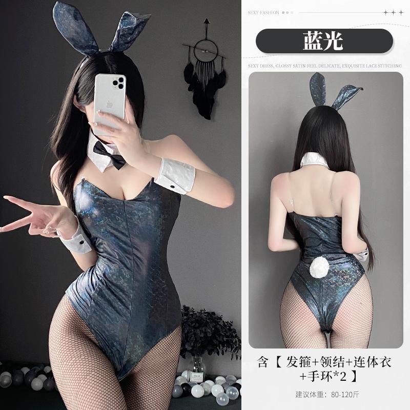 New sexy lingerie sexy flirting bunny hidden button open crotch onesie cute suit