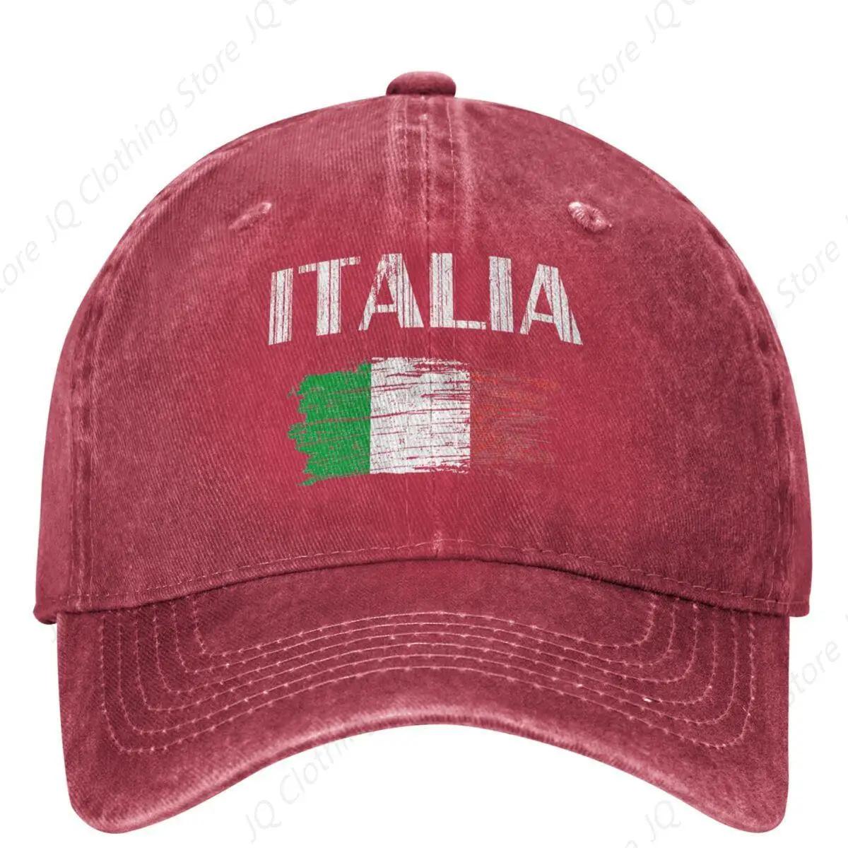 The best product for you Italiaanse Vlag Vintage Denim Baseballpet Itali&euml; Souvenir Coole Nationale Outdoor Sport Trucker Pet Zomer Heren Retro Baseballpetten Adjustable rood