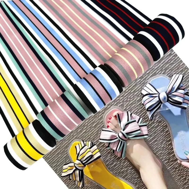 40mm Gestreifte Bänder Regenbogenfarbene Bänder Nylon Buntes Elastikband Gurtband Bundband Dehnbares Band Kleidung DIY Zubehör