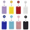 2D A Set of Floral Design Retractable Badge Holder, ID Card Holder Set, Durable Detachable ID Card Holder Work Badge, Suitable for Nurses