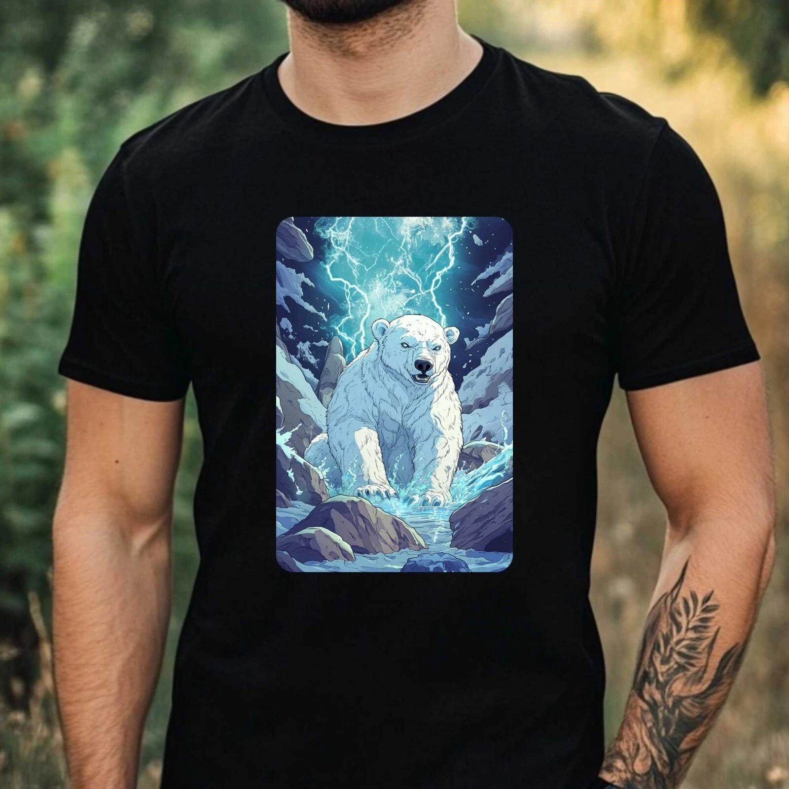 T-Shirt Herren Eisbär im Anime Style Motiv Baumwolle Größe XS bis 5XL XXXXL