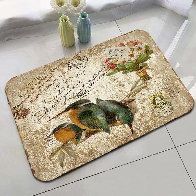 Retro Rural Style Floor Mat Entrance Mat Bathroom Door Mat Absorbent Carpet Living Room Coffee Table Mat