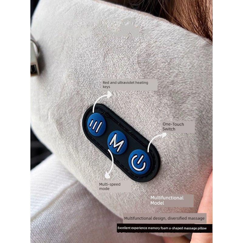 Precision U-Shaped Cervical Spine Massage Pillow for Shoulder, Neck, Waist, and Neck, Home Electric Multifunctional Massage Pillow for Office Use