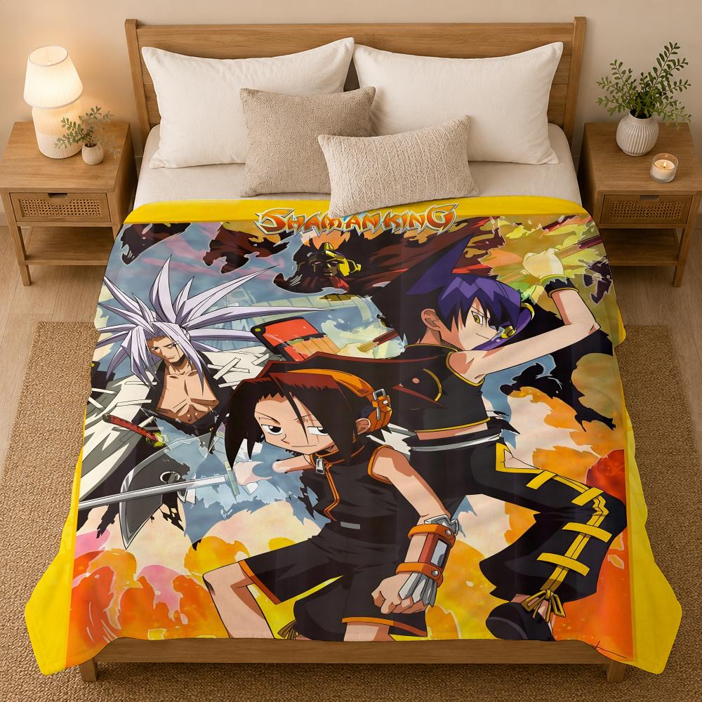 Shaman King Anime Throw 240g Flannel Blanket, Suitable for Sofas, Beds, Offices, Exquisite Gift Blankets