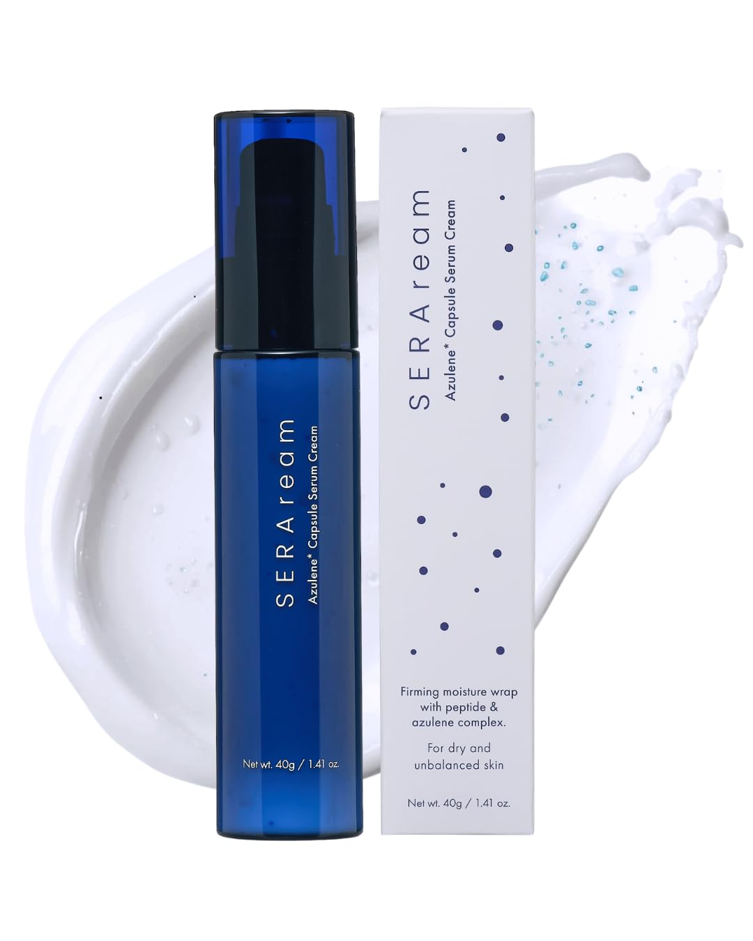 

SERAream Capsule Serum Cream 40g: Beauty serum containing azulene [soothing x firming], retinol peptide, and dipotassium glycyrrhizate. Suitable for