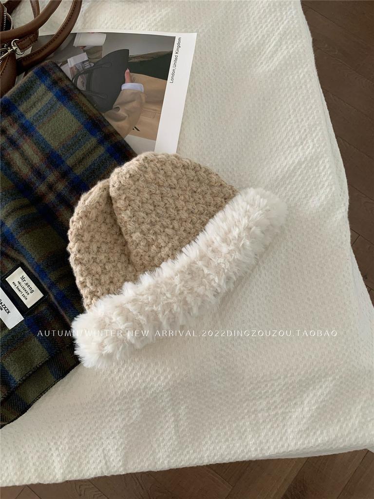 Knit Plush Warm Hat For Women Cozy Winter Beanie With Protection Ear